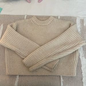 Bershka knit crew neck sweater in beige